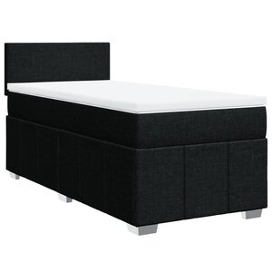 vidaXL Sommier à lattes de lit avec matelas Noir 90x190 cm Tissu