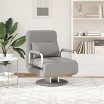 vidaXL Fauteuil pivotant et canapé-lit Gris clair Tissu