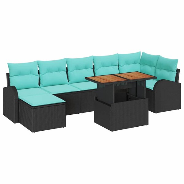 vidaXL Ensemble de canapé de jardin 8 Pièces Noir Poly rotin