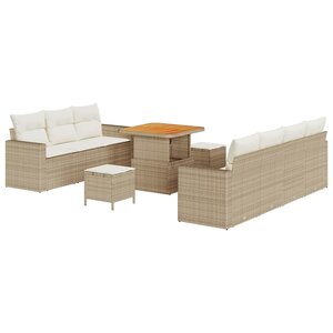 vidaXL Ensemble de canapé de jardin 10 Pièces Beige polyrotin