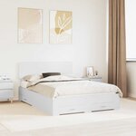 vidaXL Cadre de lit avec tiroir Blanc 140 x 190 cm Bois d'ingénierie