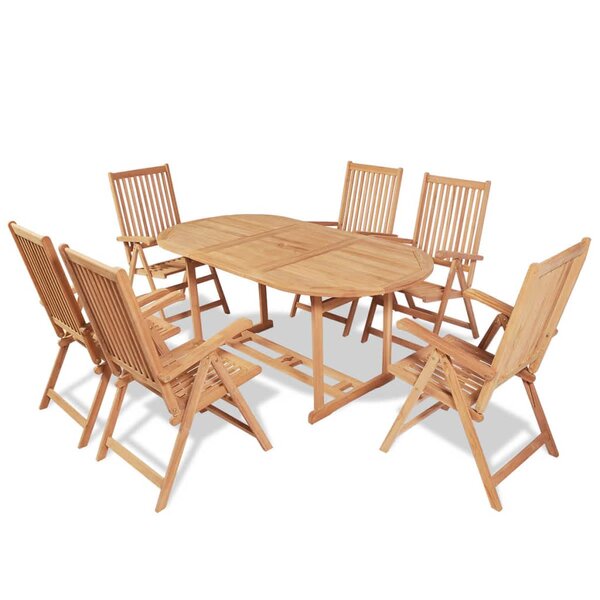 vidaXL Ensemble à manger d'extérieur 7 Pièces et chaises pliables Teck