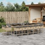 vidaXL Ensemble à manger de jardin et coussins 15 Pièces mélange beige