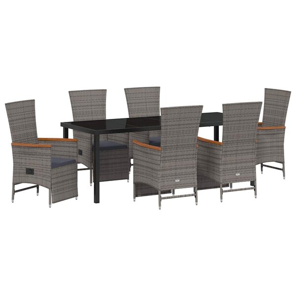 vidaXL Ensemble de salle à manger pour jardin 7 Pièces Gris polyrotin
