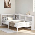 vidaXL Lit bibliothèque sans matelas blanc 90x200cm bois de pin massif