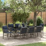 vidaXL Ensemble de salle à manger pour jardin 9 Pièces Gris et Noir Rotin