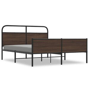 vidaXL Cadre de lit en métal sans matelas chêne marron 150x200 cm
