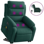 vidaXL Fauteuil inclinable de massage électrique vert foncé velours