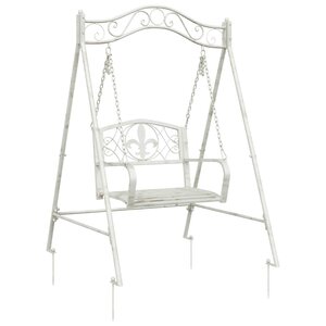 vidaXL Banc Balançoire Acier 113 x 121 5 x 168 cm Blanc antique