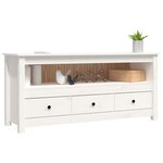 vidaXL Meuble TV Blanc 114x35x52 cm Bois de pin massif