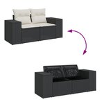 Ensemble de canapé de jardin 13 pièces avec coussins noir poly rotin acacia