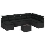 Ensemble de Canapé de Jardin vidaXL 9 pièces avec Coussins Beige Rattan Poly