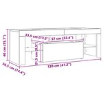 vidaXL Meuble TV avec lumières LED gris béton 120x35x40 cm