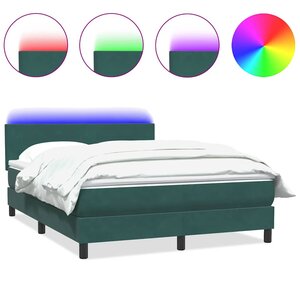 vidaXL Sommier à lattes de lit et matelas et LED vert foncé 140x210cm velours