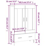 vidaXL Buffet haut chêne sonoma 69 5x31x115 cm bois d'ingénierie