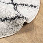 vidaXL Tapis shaggy à poils longs moderne crème et noir Ø 240 cm