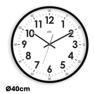 Horloge murale silencieuse à quartz, diamètre 40cm - Noir