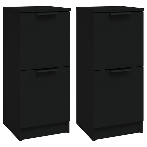 vidaXL Buffets 2 Pièces noir 30x30x70 cm bois d'ingénierie