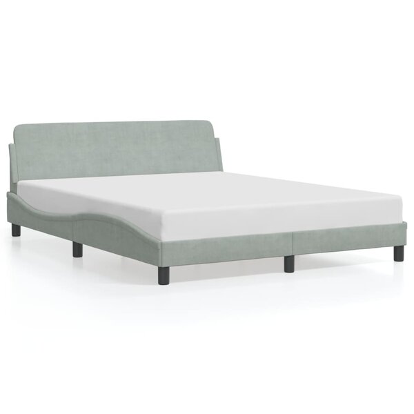 vidaXL Cadre de lit Dover gris clair 160x200 cm velours