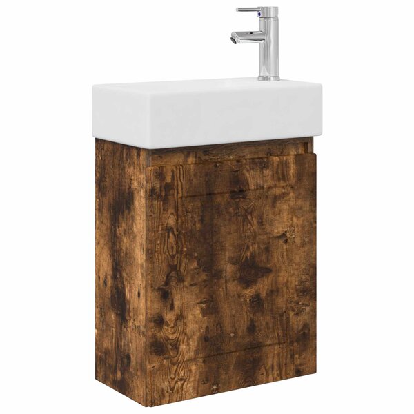 vidaXL Meuble de salle de bain avec robinet Chêne fumé