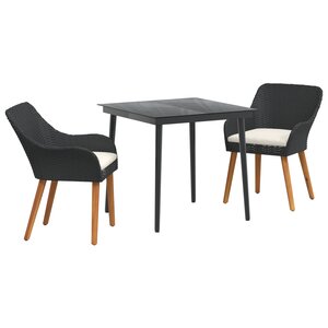 vidaXL Ensemble de salle à manger de jardin 3 pièces en poly rotin noir