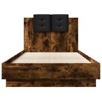 vidaXL Cadre de lit avec LED sans matelas chêne fumé 90x190 cm