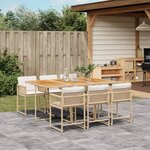 vidaXL Ensemble à manger de jardin et coussins 7 Pièces beige poly rotin