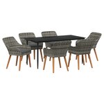 vidaXL Ensemble de jardin 7 pièces en poly rotin gris