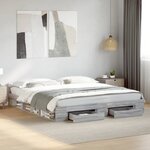 vidaXL Cadre de lit avec tiroirs sans matelas sonoma gris 200x200 cm