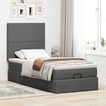 vidaXL Cadre de lit ottoman avec matelas gris foncé 90x190 cm tissu