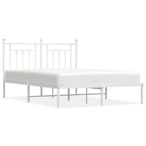 vidaXL Cadre de lit métal sans matelas et tête de lit blanc 150x200 cm