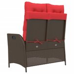 vidaXL Banc inclinable de jardin avec coussins marron résine tressée