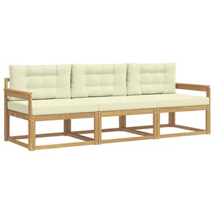 vidaXL Ensemble de canapés d'extérieur 3 pc Blanc et crème Polyester