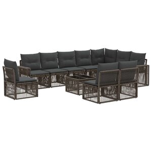 vidaXL Ensemble de canapé de jardin 11 Pièces Gris et Gris foncé