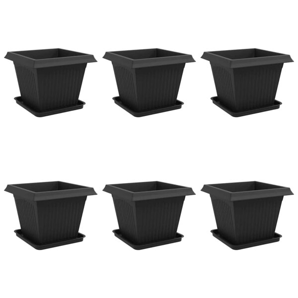 vidaXL Pots de plantes 6 Pièces Noir 43 x 43 x 33 5 cm Plastique