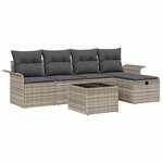 vidaXL Ensemble de canapé de jardin 6 Pièces Gris clair Poly rotin