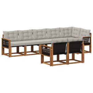 vidaXL Ensemble de canapés d'extérieur 8 pc Naturel et gris clair