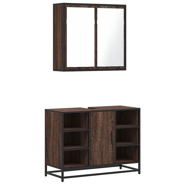 vidaXL Ensemble de meubles de salle de bain 2 Pièces Chêne marron