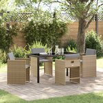 vidaXL Ensemble de salle à manger pour jardin 5 Pièces Beige polyrotin