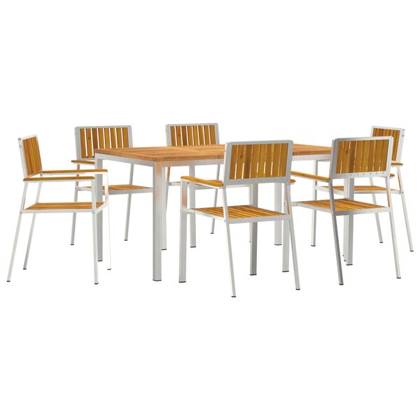 Ensemble de salle à manger de jardin vidaXL 7 pièces en bois massif d'acacia