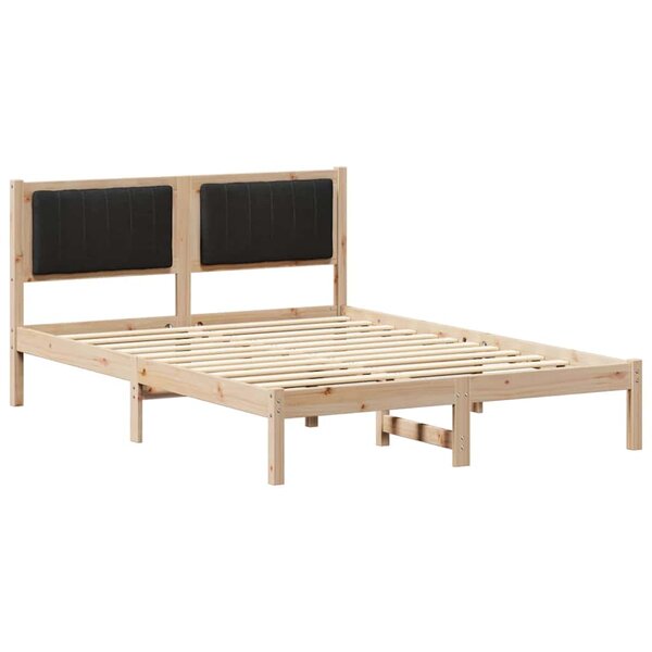 vidaXL Cadre de lit avec tête de lit rembourrée Noir 135 x 190 cm