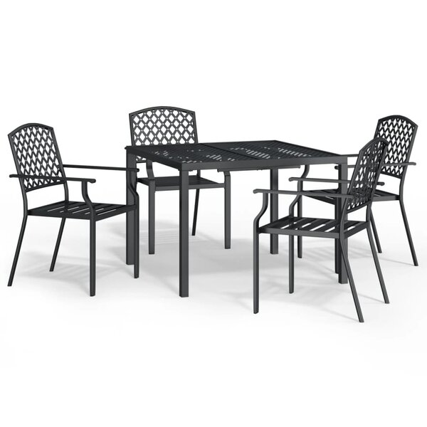 vidaXL Ensemble à manger de jardin 5 Pièces anthracite acier