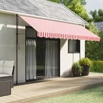 vidaXL Tissu de remplacement de cantonnière d’auvent rouge blanc 4 m