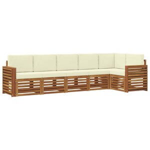 vidaXL Ensemble de canapé d'angle avec coussin 6 Pièces Naturel et Crème