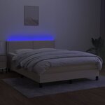 vidaXL Sommier à lattes de lit avec matelas LED Crème 140x190 cm Tissu