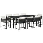 vidaXL Ensemble de salle à manger pour jardin 9 pc Noir polyrotin