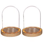 2 cloches en verre lumineuses 16 5 cm x Ø 12 5 cm