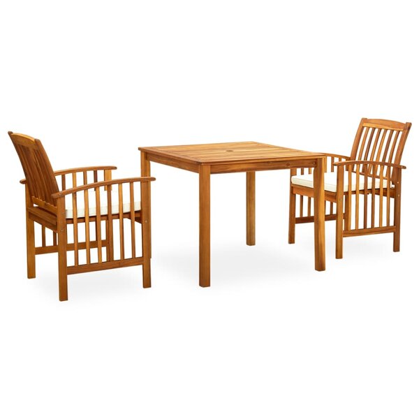 vidaXL Ensemble à manger de jardin 3 Pièces et coussins Acacia solide