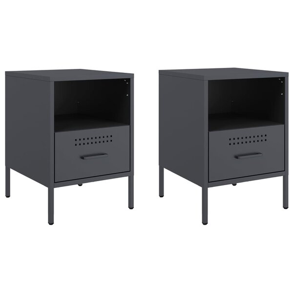 vidaXL Tables de chevet 2 Pièces anthracite 36x39x50 5 cm acier