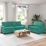vidaXL Ensemble de Canapés 2 Pièces Turquoise Velours